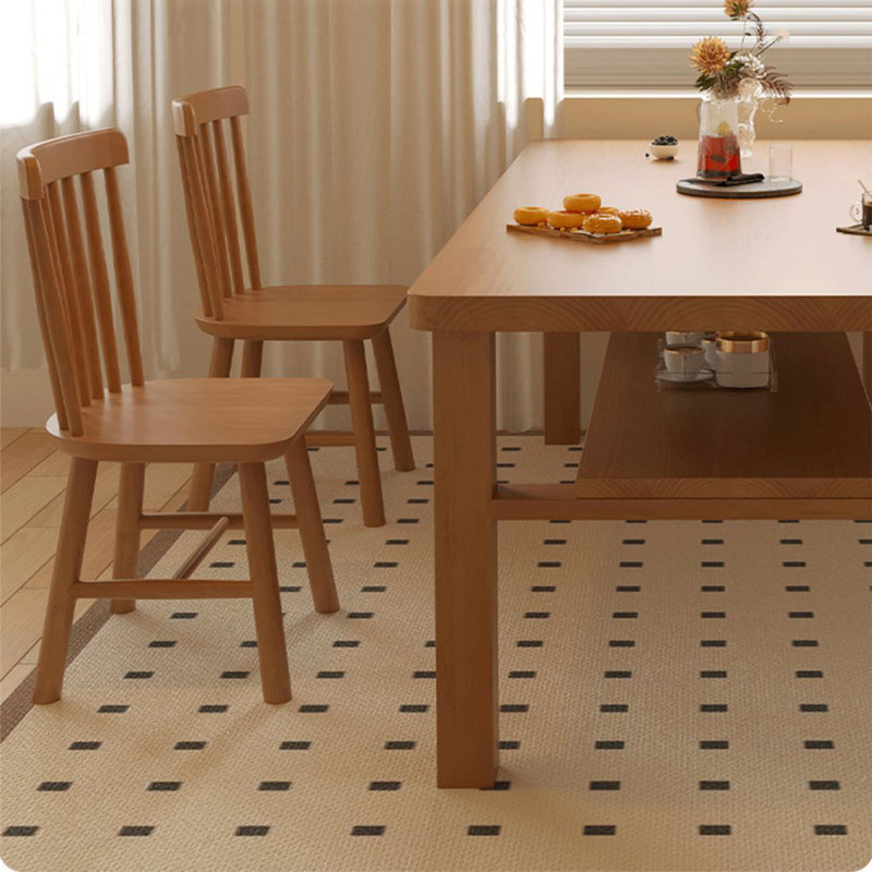 Table de salle à manger moderne simple en bois massif avec double couche