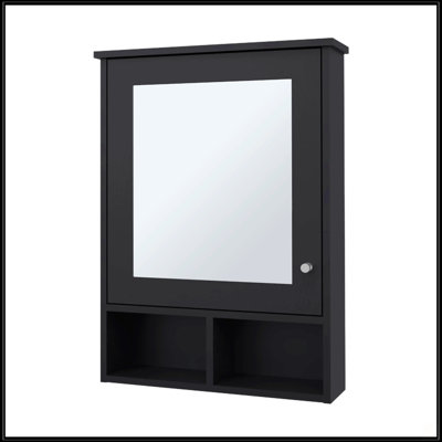 Armoire à pharmacie noire avec porte et miroir inclus