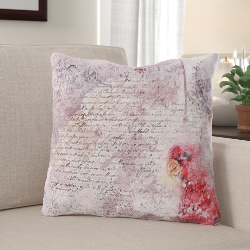 Eakes Parrot Throw Pillow, Indoor, Microsuede