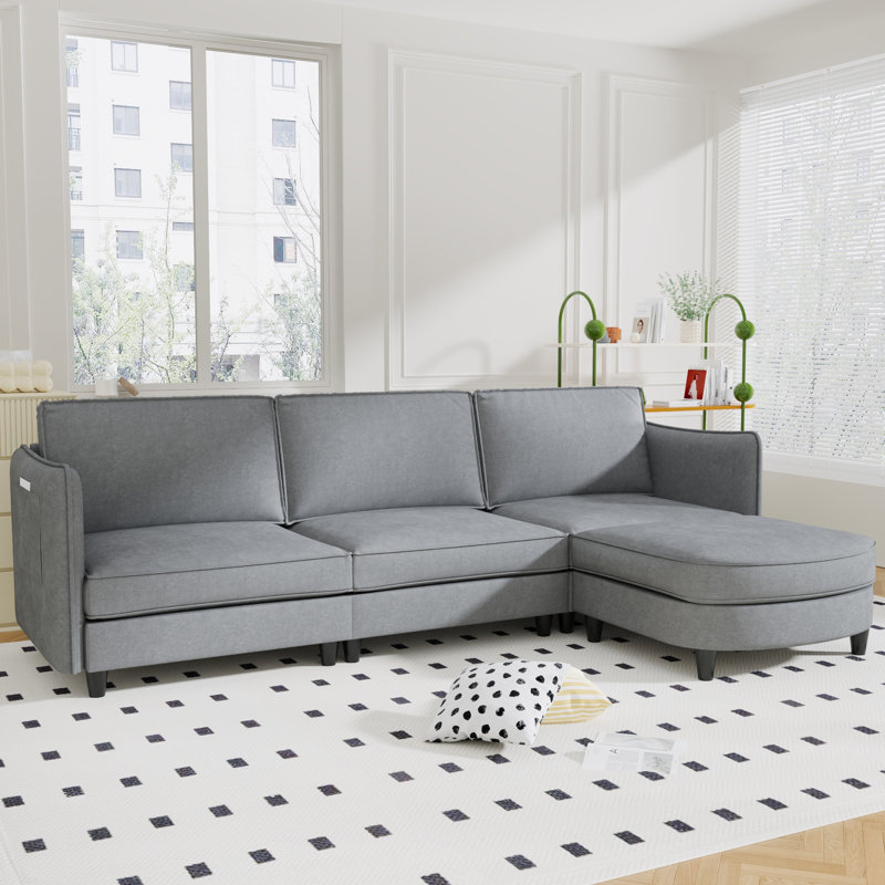 Canapé 3 places 107,8 po, Tissu gris