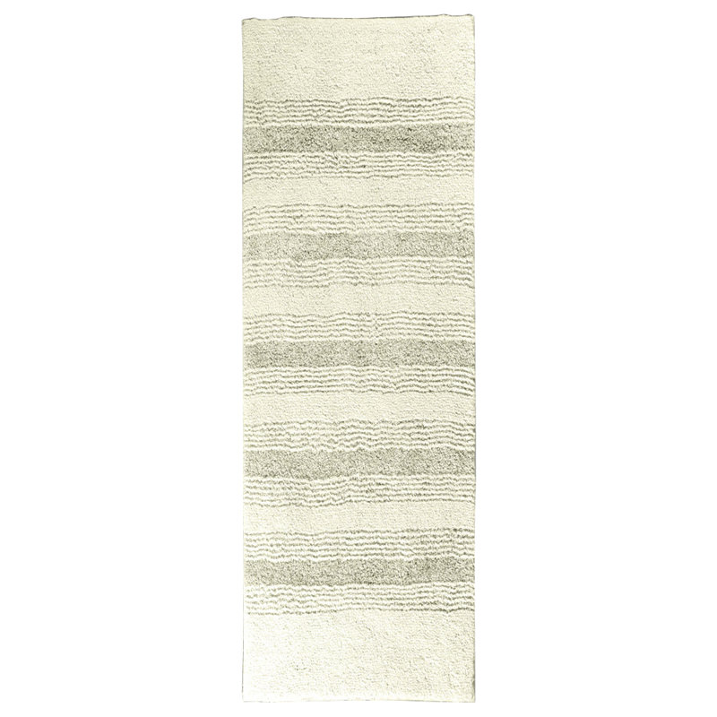 Nylon Bathroom Mat with Non-Slip Appliance Niala, Tapis de couloir 1 pi 10 po x 5 pi, Ivoire