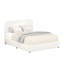 Lit plateforme à 2 tiroirs avec grand lit tapissier ivoire, tête de lit capitonnée surpiquée, support de matelas à lattes en bois, aucun sommier nécessaire