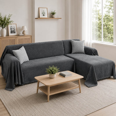 2 Piece Chenille L Shaped Sectional Sofa Cover