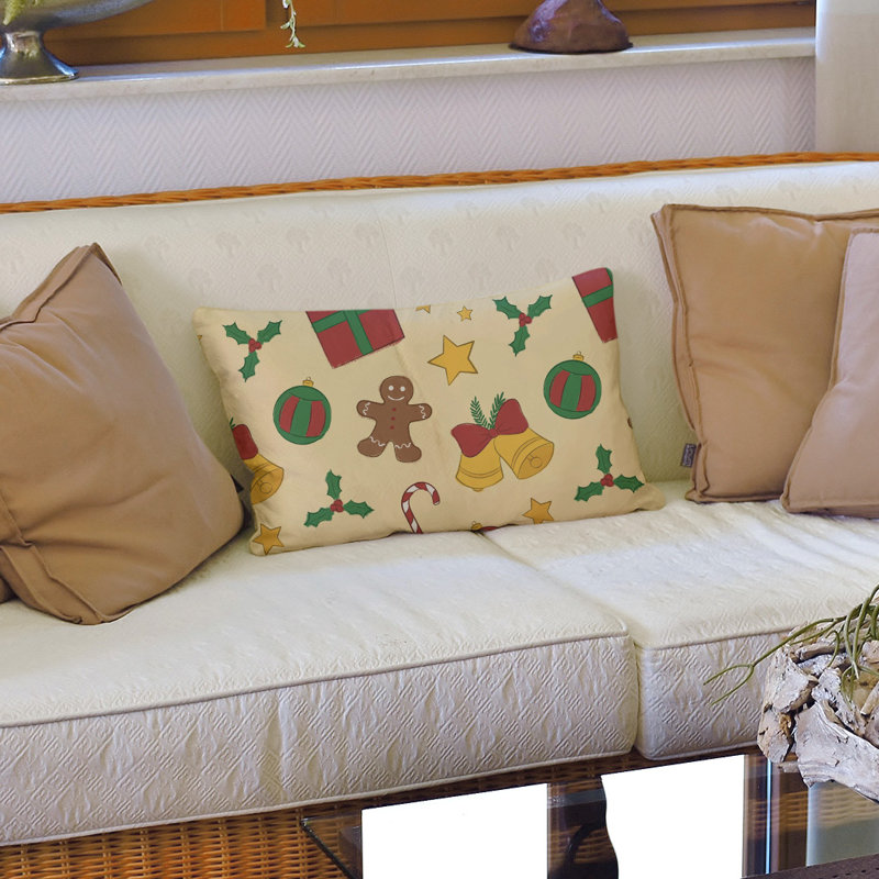 Coussin lombaire 14 po, Crème / jaune / vert