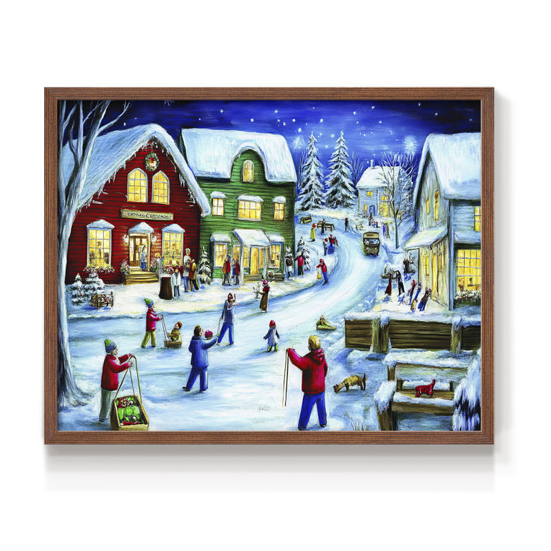 Art de Noël - Dxxiv - reproduction encadrée - réversible, H 22 po x l 28 po, Noyer