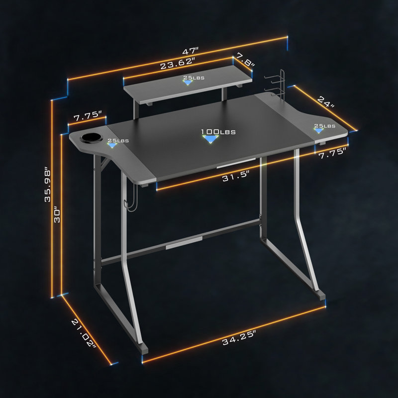 Bureau de jeu Deashia, Gris argenté