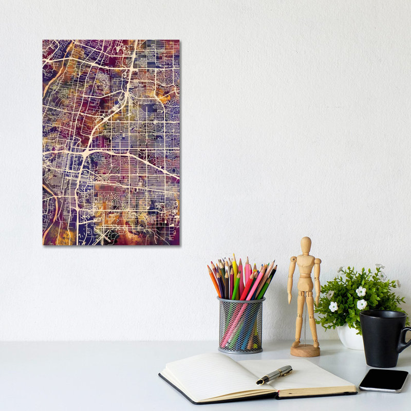 Albuquerque New Mexico City Street Map II by Michael Tompsett - Wrapped Canvas Gallery-Wrapped Canvas Giclée