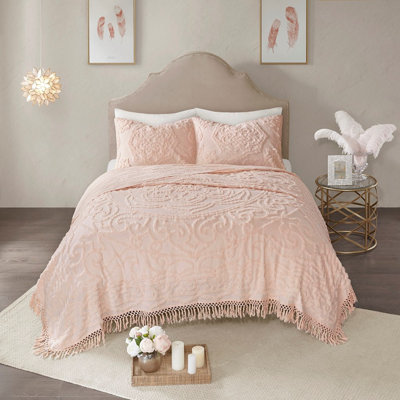 Ensemble de couvre-lit Blush King / cal King Chenille Medallion