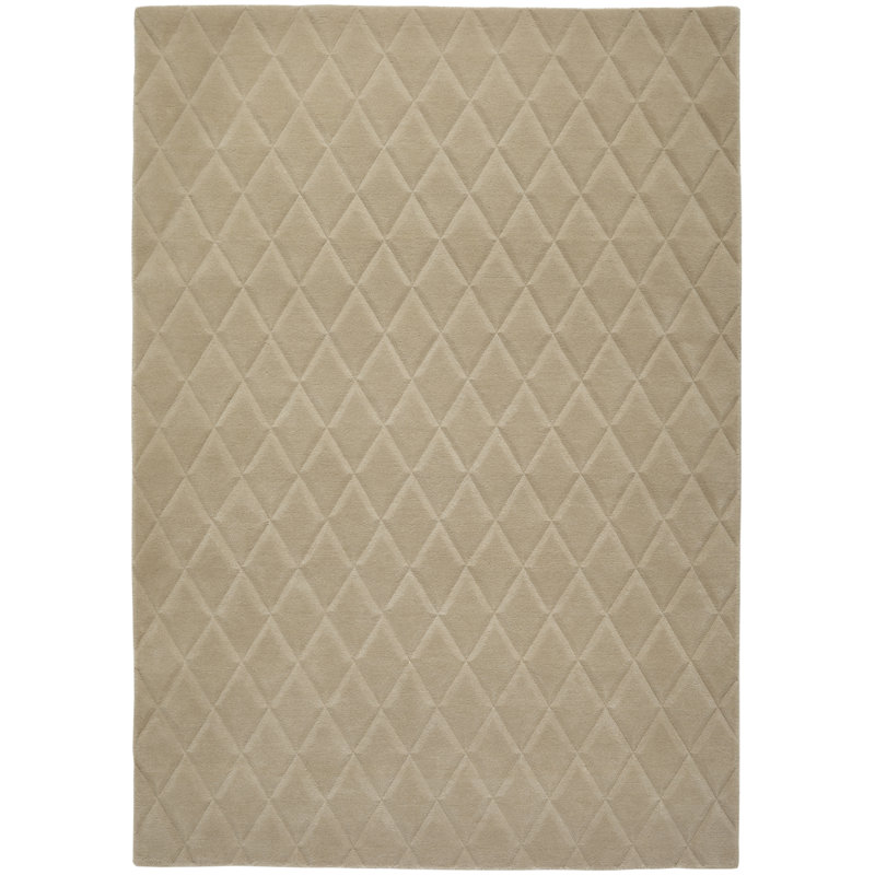 Geometric Shapes Wool Hand Tufted Area Rug, Taupe, Rectangle 160 x 230 cm