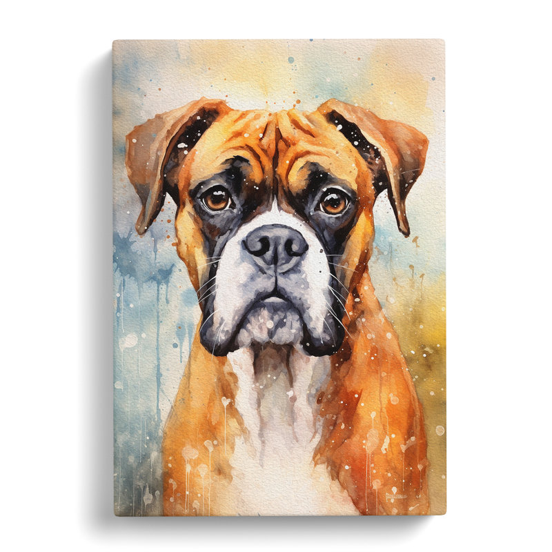 Boxer Dog Impressionism - Wrapped Canvas, 76cm H x 50cm W x 3cm D