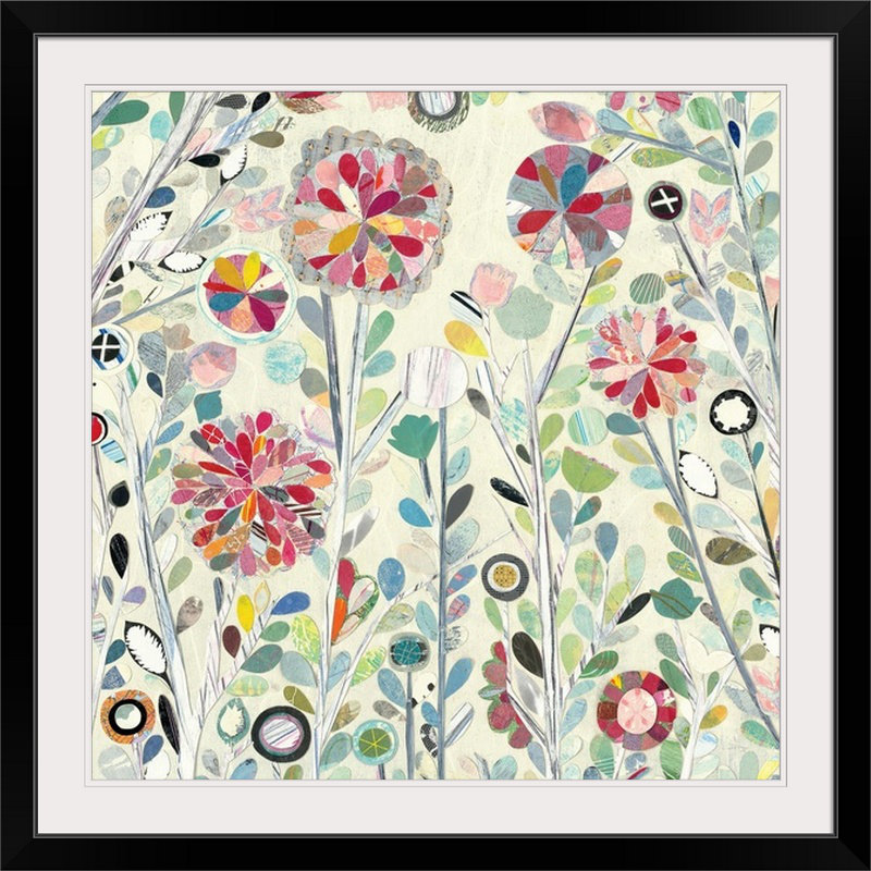« spring fleurings crop », impression Candra Boggs, H 20" x l 20" x P 1", Cadre noir