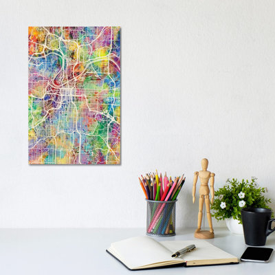Kansas City Missouri City Map I by Michael Tompsett - 1 Piece Wrapped Canvas Wall Art