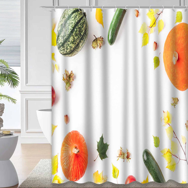Rideau de douche d'automne avec 12 crochets, L 72 po x l 84 po