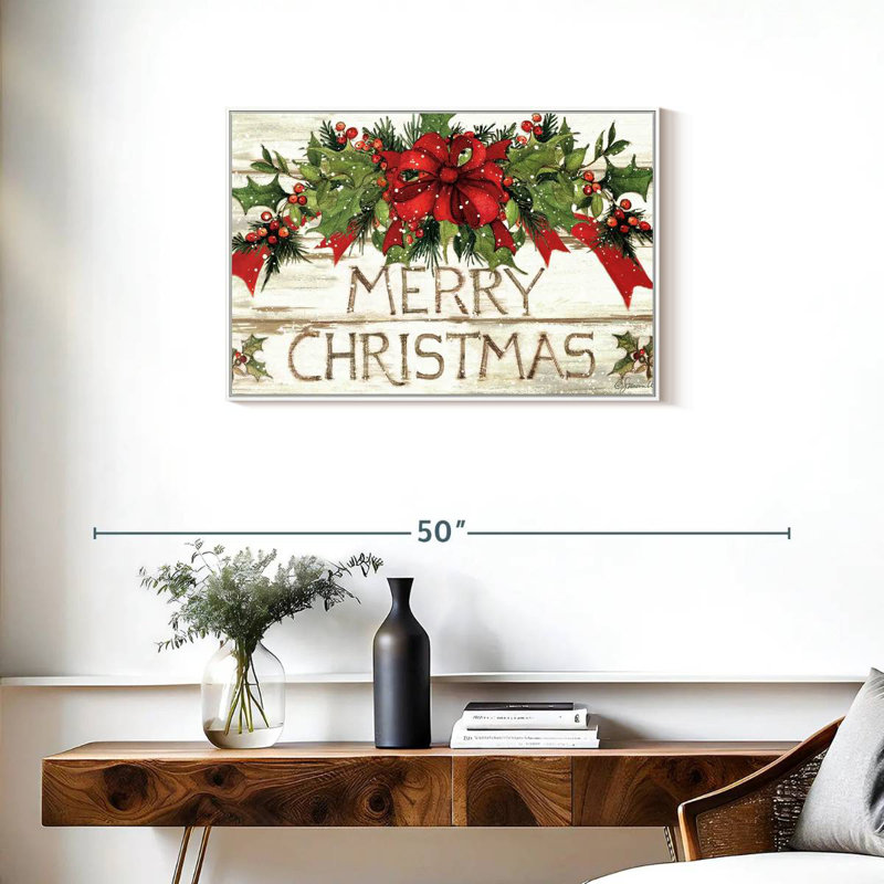 Evergreen Christmas I, Cadre flottant blanc, 31 po x 21 po
