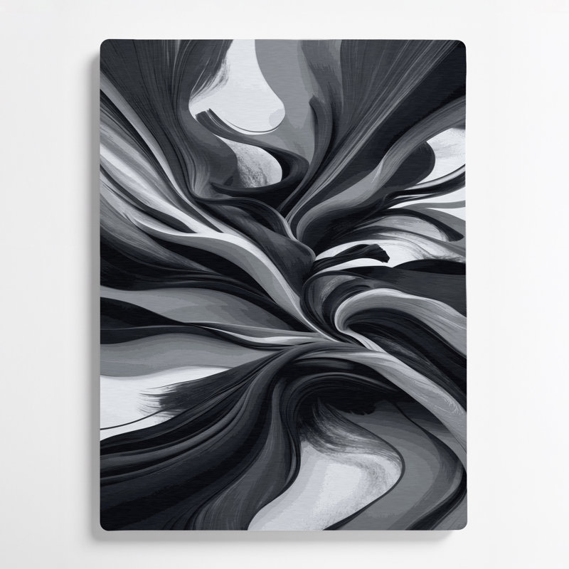 Abstrait paysage, art mural noir en métal 76, H 11 po x l 14 po