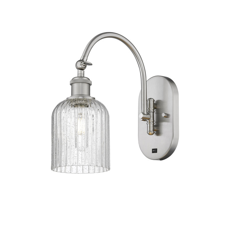 Fiennes Steel Armed Sconce, Satin Gold, Seedy