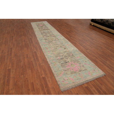Vegetable Dye Oushak Turkish Runner Rug 3x15