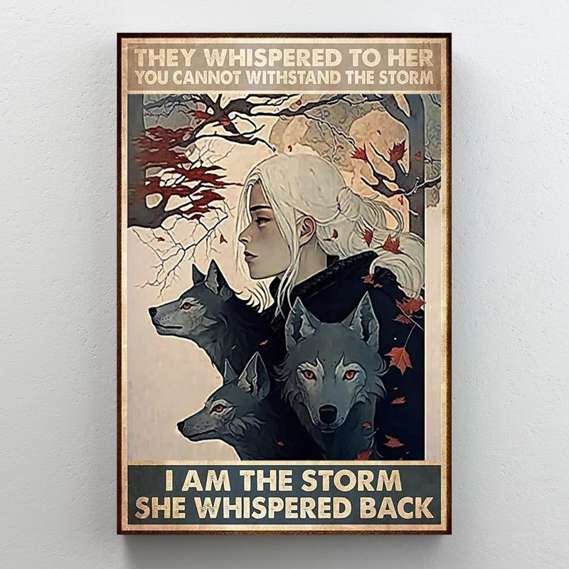 «Girl Anf Wolf I Am The Storm», impression sur toile, H 36 po x l 24 po x P 1,25 po