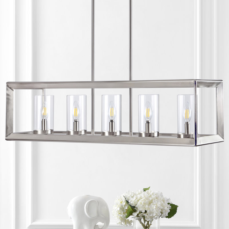 Luminaire suspendu linéaire à 5 lumières pour îlot de cuisine Gelantipy, Chrome