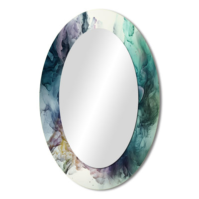 Green Purple Marbled Symphony - Green Oval Wall Mirror Decor