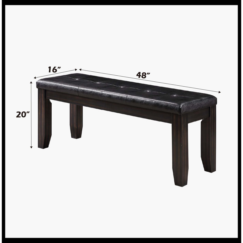 Banc en cuir synthétique noir Urbana et finition espresso