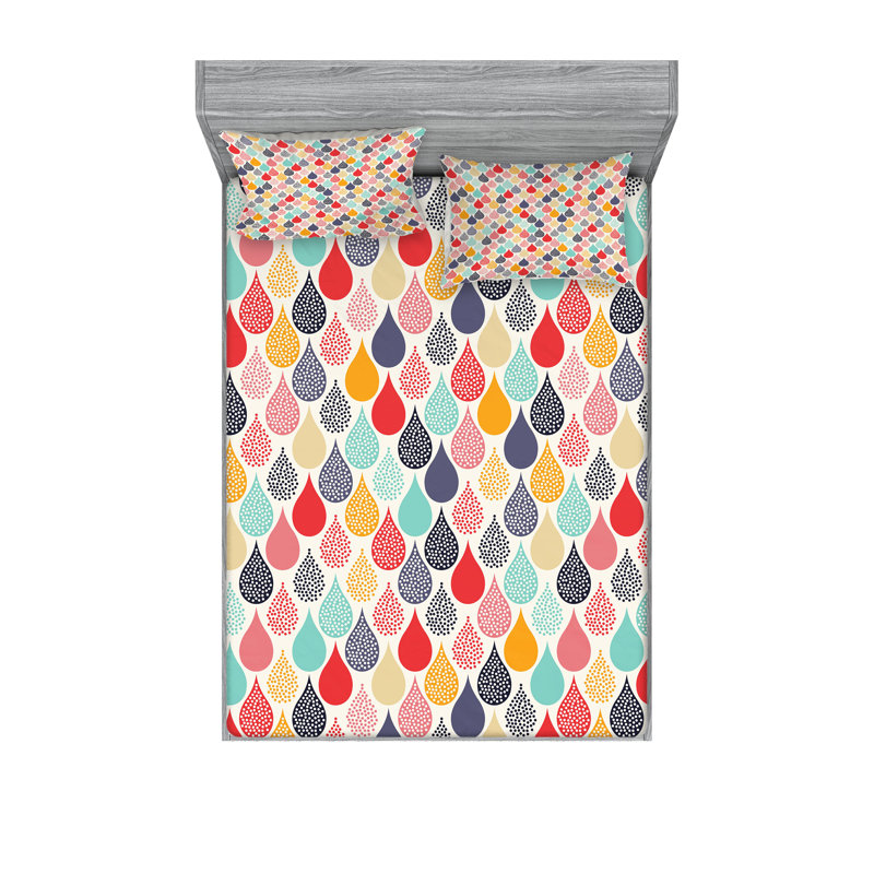 Multicolore drap-housse et coussin décoratif Ambesonne, Ensemble de draps pour très grand lit californien
