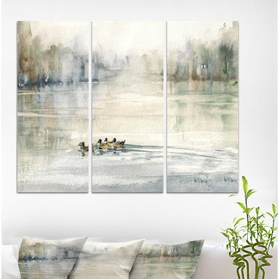 " Ducks In Pond " 3 - Pieces