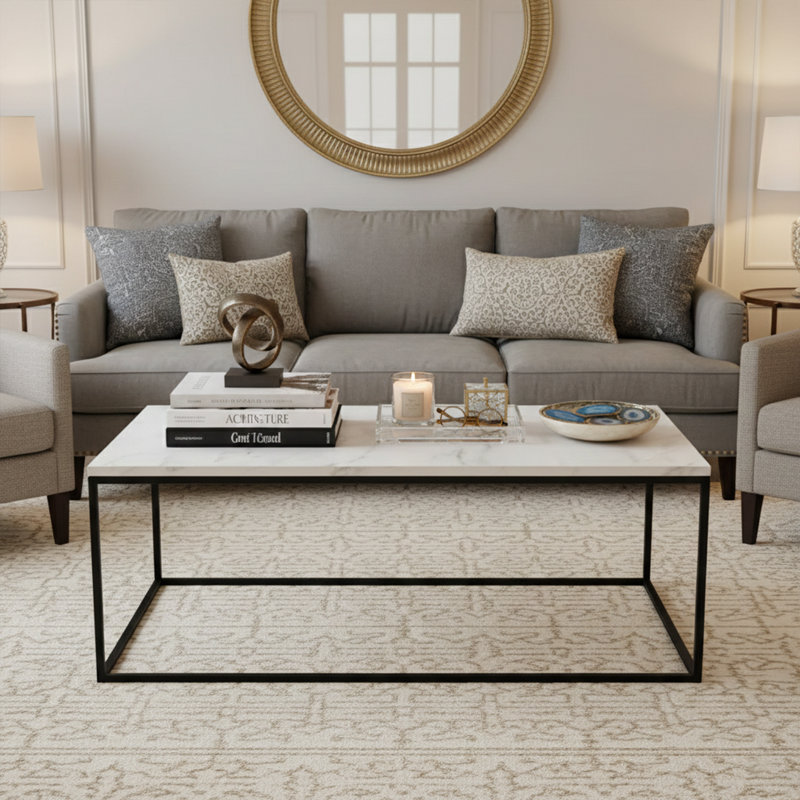 Adler 48" Trestle Rectangle Coffee Table