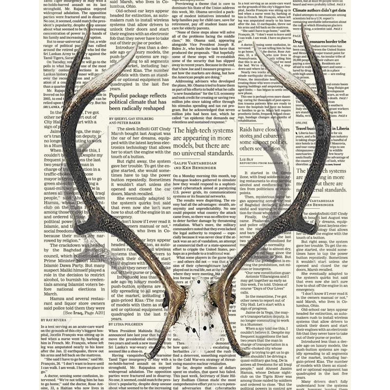 Cornes de cerf avec journal - Toile rustique