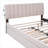 Warm beige striped headboard upholstered platform queen bed with twin XL trundle, teddy fleece with app-controlled LED lighting-129232412