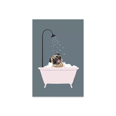 " Laughing Pug Enjoying Bubble Bath " by Big Nose Work