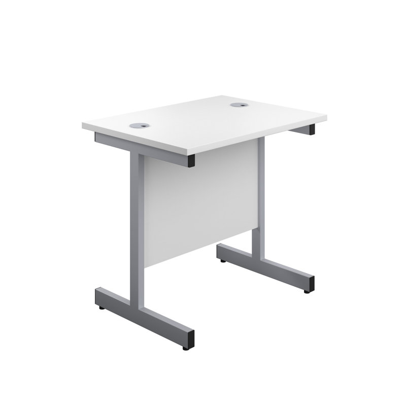 Bouton Metal Base Desk Shell, White, Silver