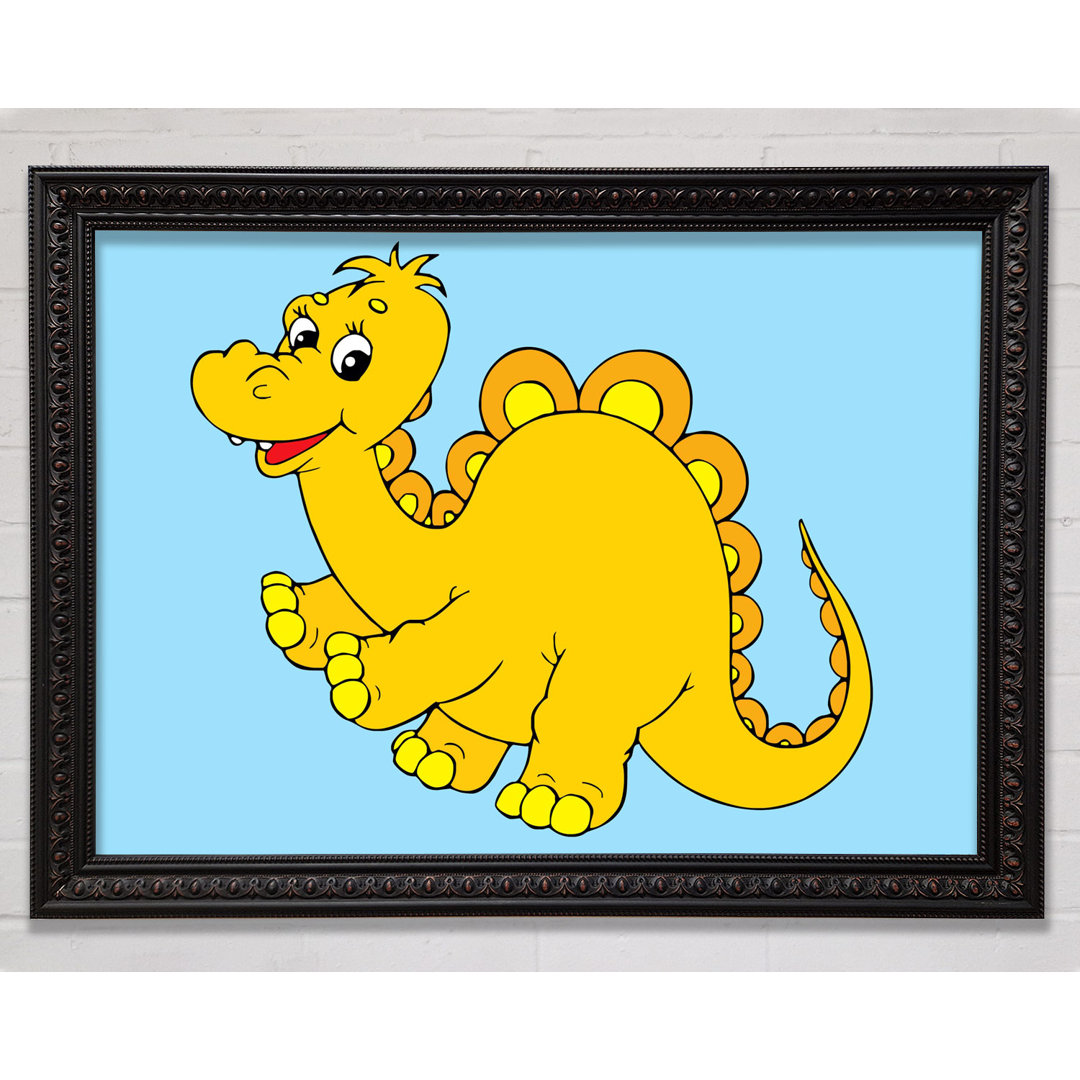 Big Happy Dinosaur Baby Blue - Einzelner Bilderrahmen Druck