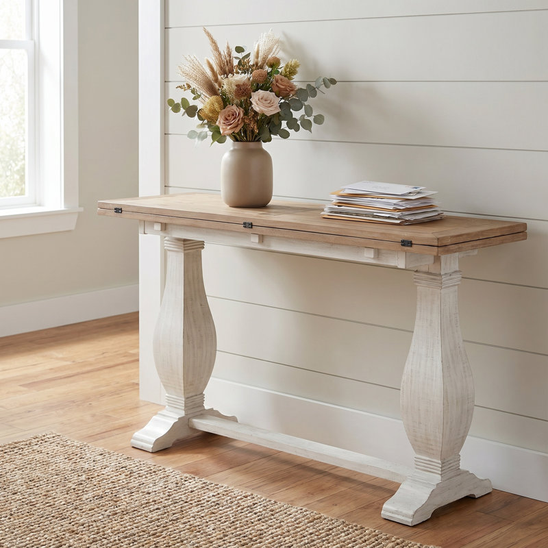 Console Sarcoline, Blanc / Bois flotté