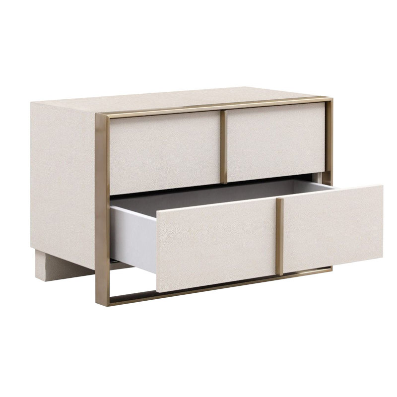 Lit en velours beige moderne et 2 tables de chevet, Très grand