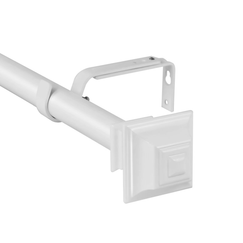 Tringle à rideaux simple réglable 1 po Adelene, l 48 po à 84 po, Blanc lustré