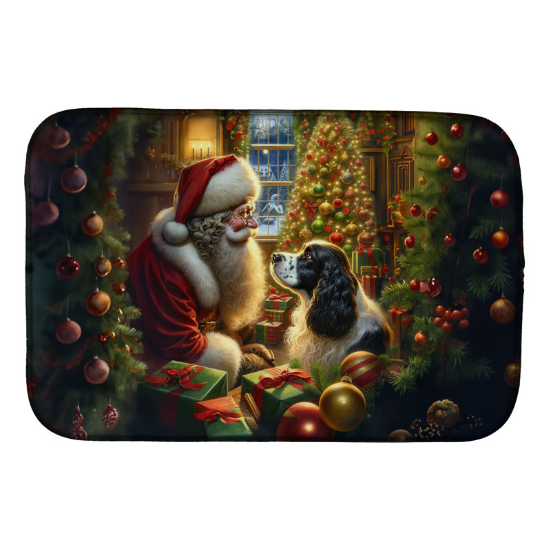 English Springer Spaniel and Santa Claus Dish Drying Mat