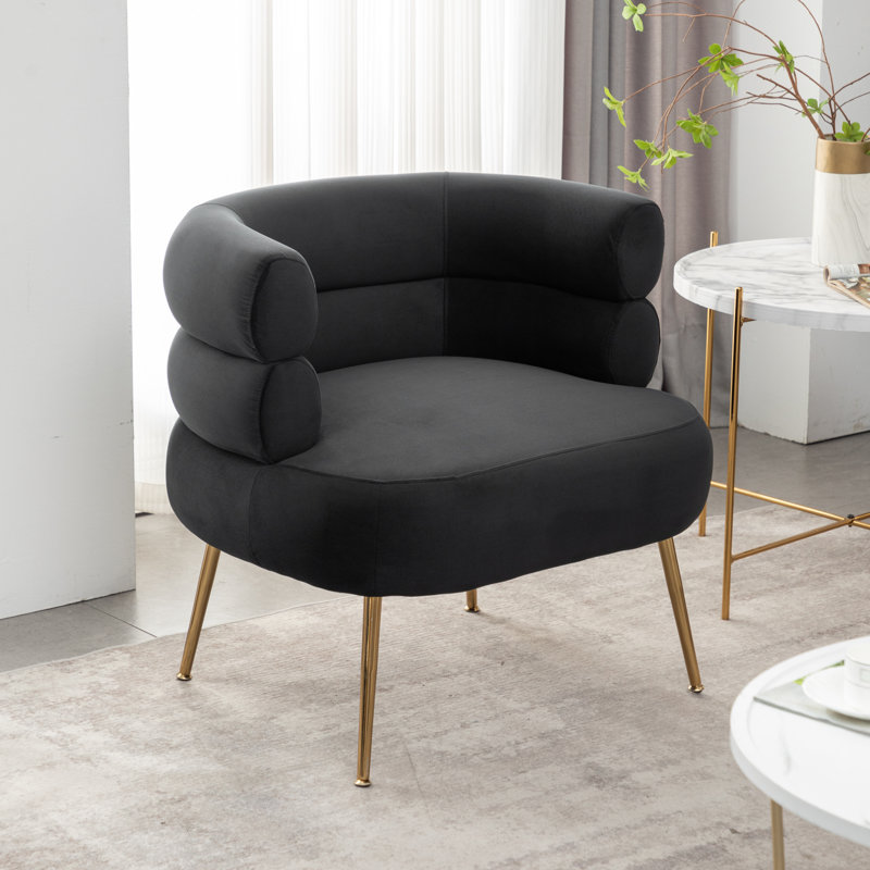 Fauteuil demi-tonneau l 30 po Demetrius, Velours noir