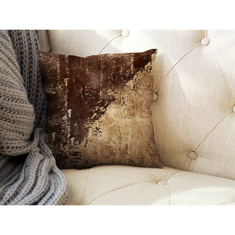 Coussin intérieur / extérieur Lincolnwood, H 15 po x l 15 po, Brun / Doré