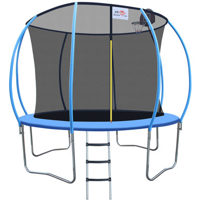 DOUBLE FISH Foldable Mini Trampoline Fitness Rebounder With Handrail For Adults, 400 Lbs Capacity, Round Iron Frame, Compact & Portable For Home Workouts
