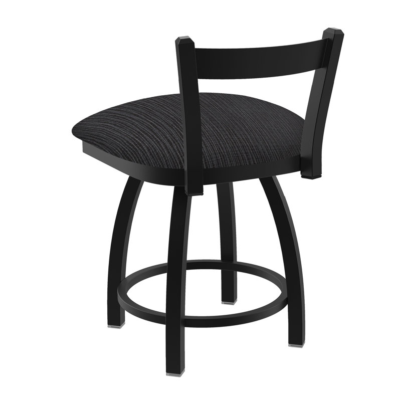 Tabouret de coiffeuse en métal Catalina, Noir froissé, Tissu-graphique ancre