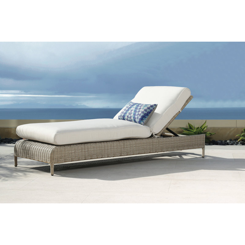 Chaise longue d'extérieur en résine Manhattan, Toile lin Sunbrella®