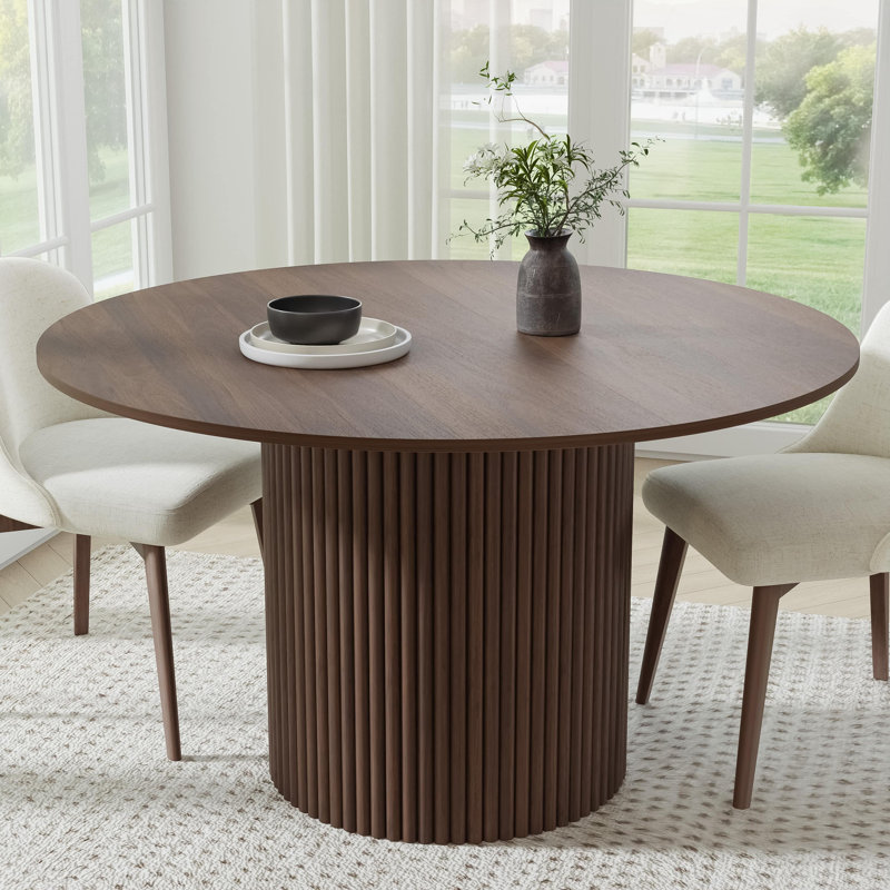 Table de salle à manger en bois massif, H 30 po x L 52 po x l 52 po, Noyer