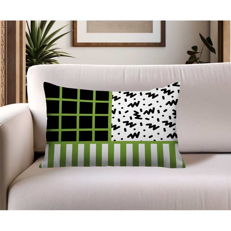Oreiller rectangulaire réversible intérieur / extérieur Froza, Rectangulaire H 14 po x l 20 po, Chartreuse