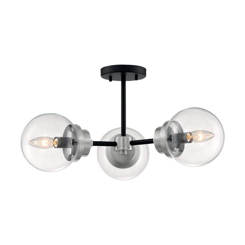 Breit Glass Semi Flush Mount, Matte Black / Brushed Nickel