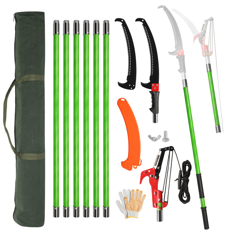 Light-Weight Manual Pole Saw Tree Trimmers Long Handle Pruner Set, Yellow