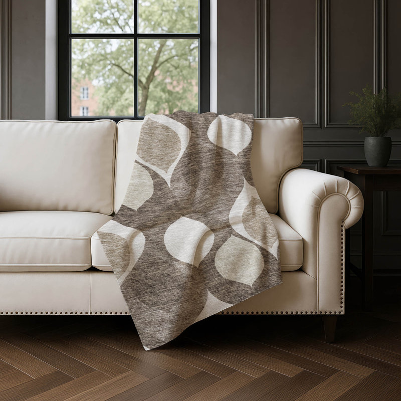Jeté de style Mid-Century Addison Sherpa ASB749, Taupe / géométrique