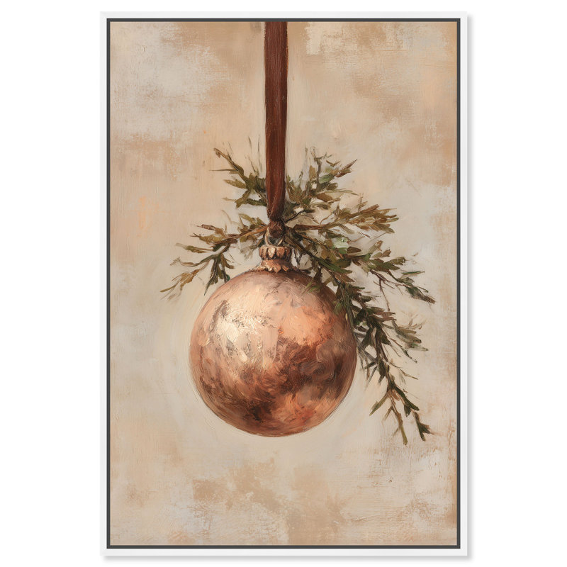 Décoration murale de Noël impression sur toile bronze par Art Remedy, cadre blanc, 10 x 15, H 16 po x l 11 po, Cadre blanc