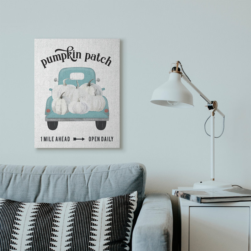 « citrouille patch truck automne automne saison design », art textuel, H 24 po x l 30 po, Toile tendue