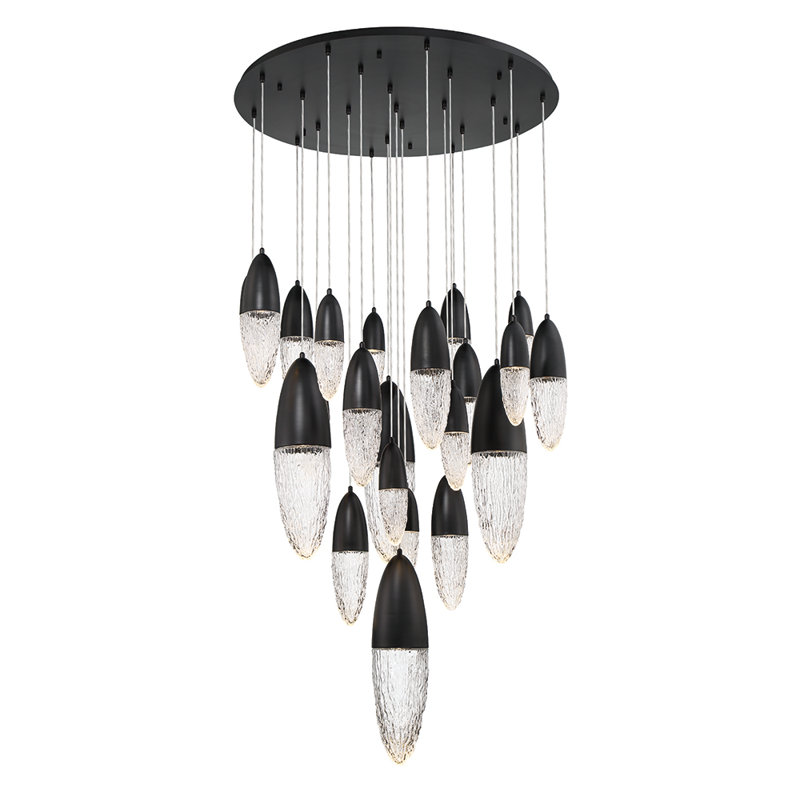 Lustre 22 lumières Écrou, Noir, noir, noir, noir